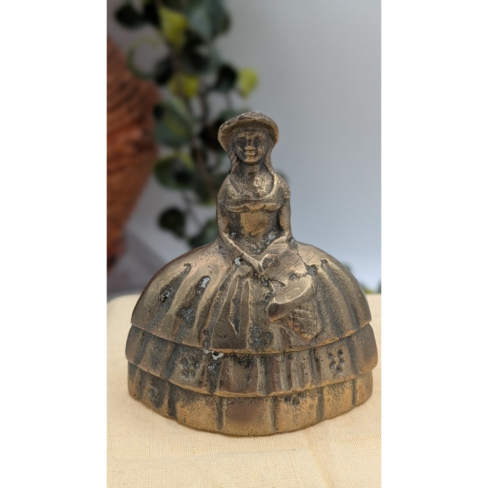 Solid Brass Bell Victorian Lady Crinoline Dress Southern Belle England Vintage